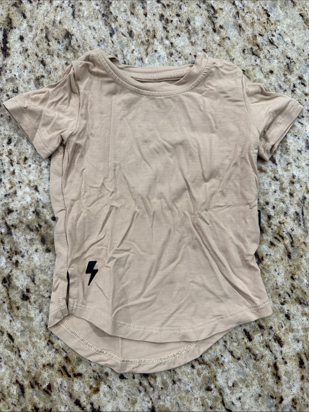 Kids Taupe Short-Sleeve Tee with Lightning Detail